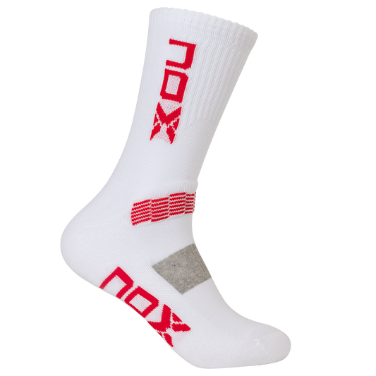 Calcetines de Pádel NOX Media Caña 2025 Blanco/Rojo