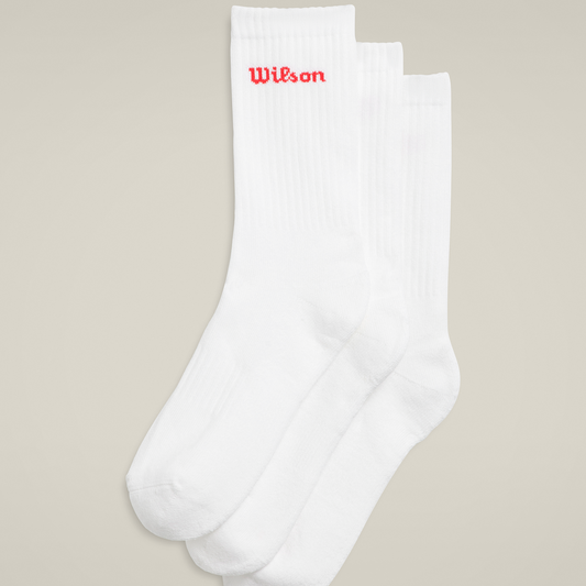 Pack 3 Calcetines Wilson Crew Blanco Rojo 2025