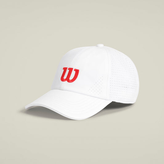 Gorra de Pádel Wilson Active Perforated 2025 Blanco/Rojo