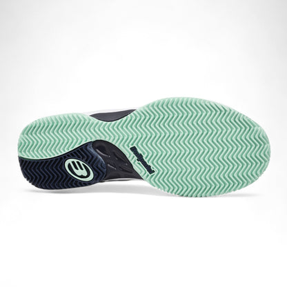 Zapatilla Bullpadel Indiga W 25V 2025 Blanco y Turquesa Flexible